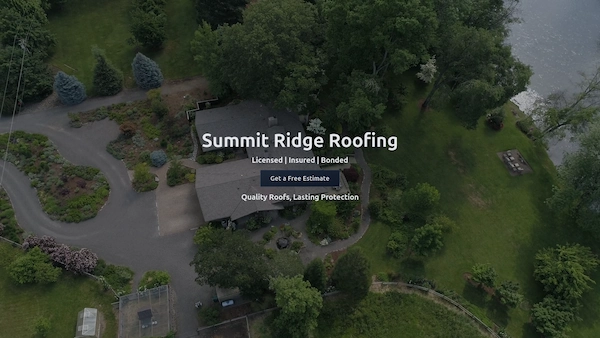 Screenshot of roofing company website